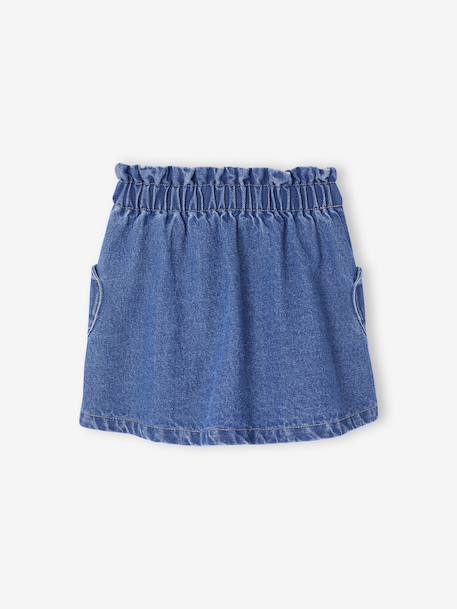 Jupe en jean fille poches coeur denim bleached+denim brut 9 - vertbaudet enfant 