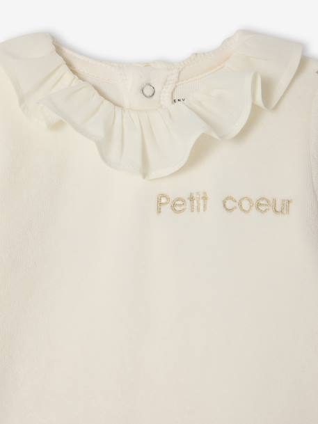 Lot de 2 pyjamas naissance fille en velours personnalisable écru 4 - vertbaudet enfant 