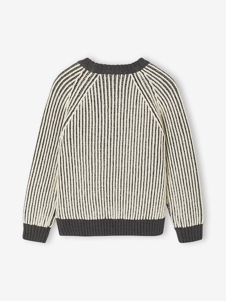 Pull maille bicolore manches longues garçon anthracite 2 - vertbaudet enfant 