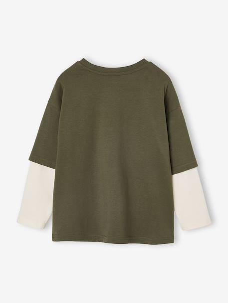 T-shirt effet 2 en 1 garçon kaki 4 - vertbaudet enfant 