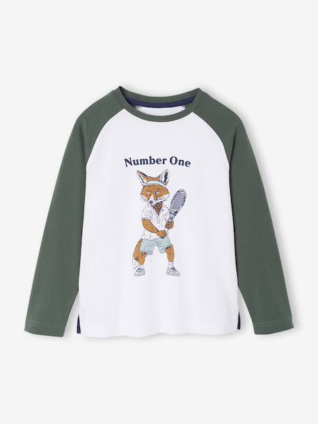 Tee-shirt manches longues garçon Renard écru 1 - vertbaudet enfant 