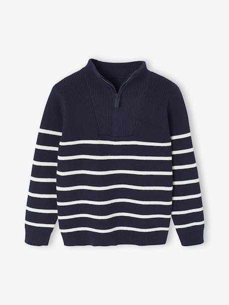 Pull garçon camionneur rayé manches longues marine 1 - vertbaudet enfant 