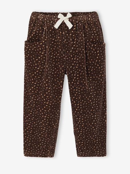 Pantalon fille velours forme loose Léopard+vieux rose 3 - vertbaudet enfant 