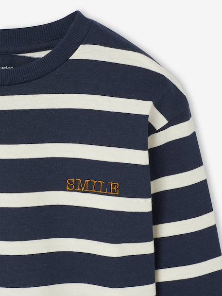 Tee-shirt rayé manches longues garçon bleu nuit+écru 4 - vertbaudet enfant 