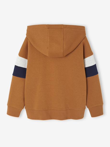 Sweat garçon à capuche motif placé lichen+noix de pécan 5 - vertbaudet enfant 