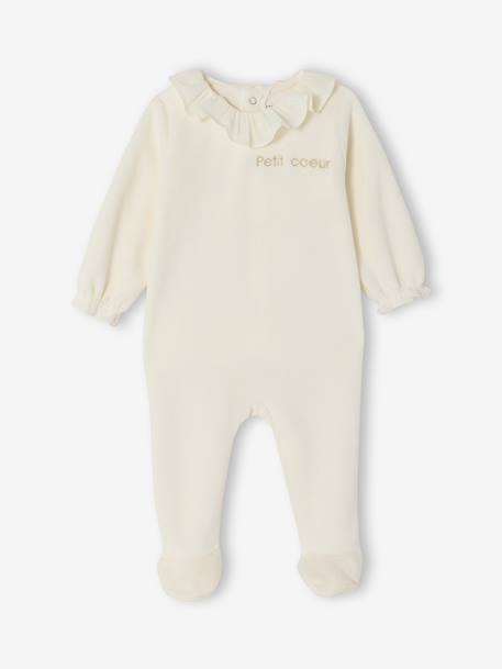 Lot de 2 pyjamas naissance fille en velours personnalisable écru 6 - vertbaudet enfant 