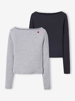 -Lot de 2 t-shirts en côtes fille