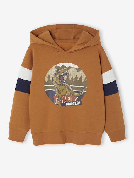 Sweat garçon à capuche motif placé lichen+noix de pécan 4 - vertbaudet enfant 