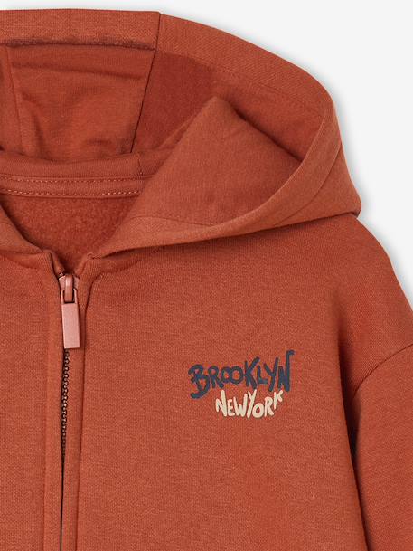 Sweat zippé à capuche imprimé garçon rouille 6 - vertbaudet enfant 