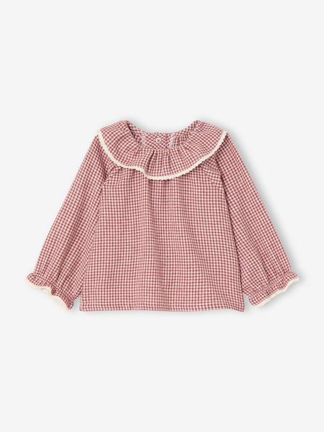 Blouse naissance en flanelle vichy avec col volanté écru 2 - vertbaudet enfant 