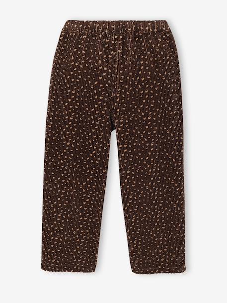 Pantalon fille velours forme loose Léopard+vieux rose 4 - vertbaudet enfant 