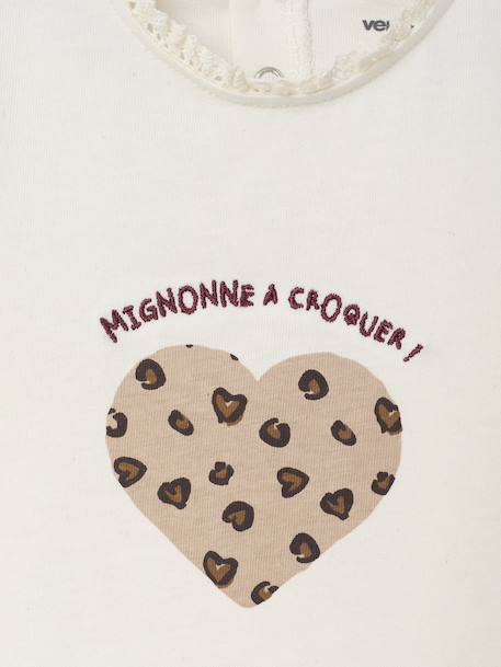 T-shirt bébé manches longues avec motif c½ur léopard écru 2 - vertbaudet enfant 