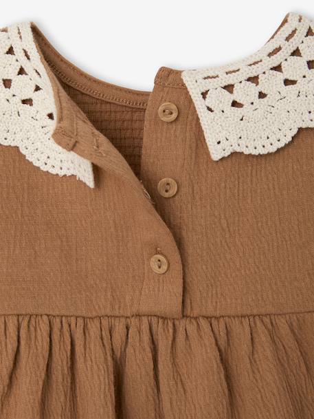 T-shirt bébé en jersey froissé avec col en crochet caramel 4 - vertbaudet enfant 