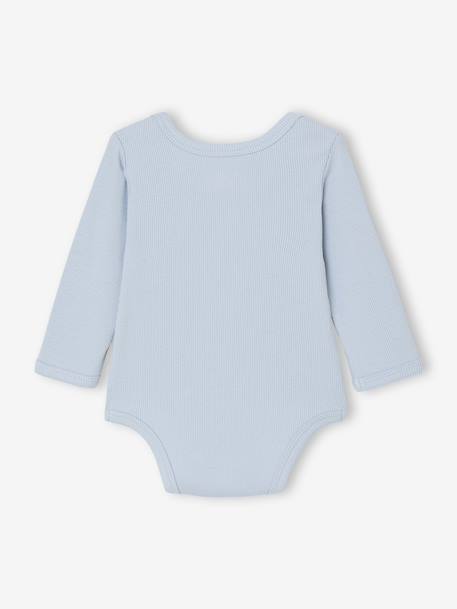 Lot de 3 bodies naissance en maille côtelée et interlock bleu ciel 5 - vertbaudet enfant 