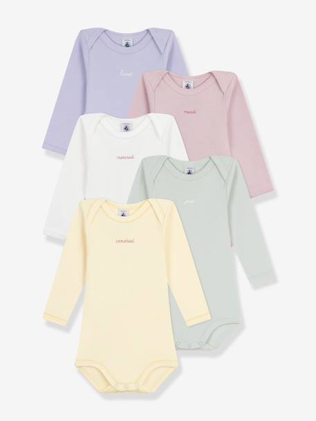 Lot 5 bodies manches longues jours semaine bébé multicolore 1 - vertbaudet enfant 