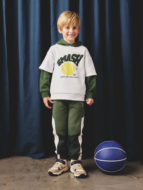 Pantalon de Jogging Color Block Garçon vert sapin 2 - vertbaudet enfant 