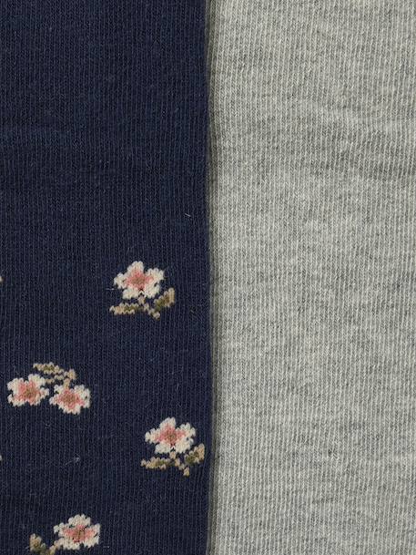 Lot 2 collants bébé fille uni et motifs fleurs bleu nuit 2 - vertbaudet enfant 