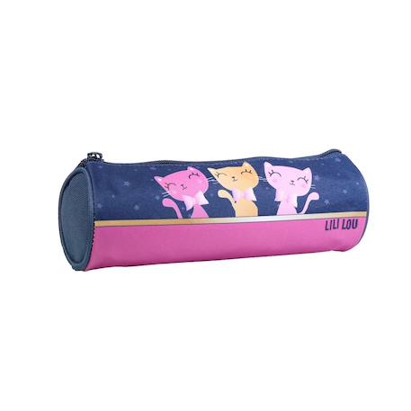 Trousse scolaire ronde lili lou 3 chats Bleu 2 - vertbaudet enfant 