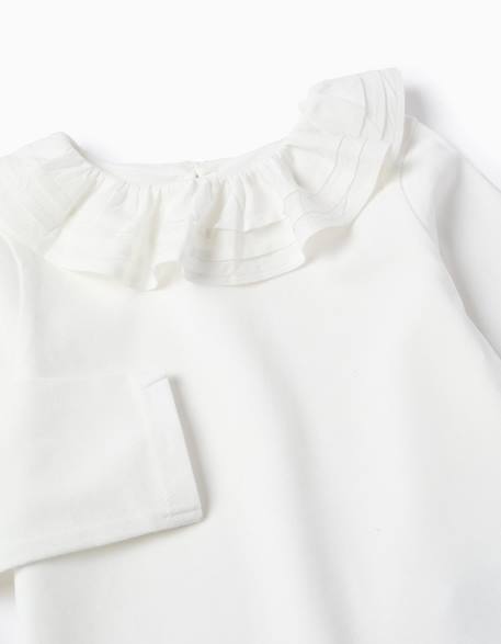T-shirt à manches longues avec col volant Blanc 3 - vertbaudet enfant 