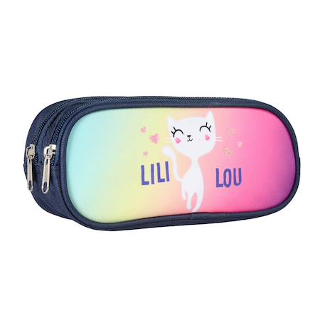 Trousse scolaire rectangulaire  lili lou Bleu 2 - vertbaudet enfant 