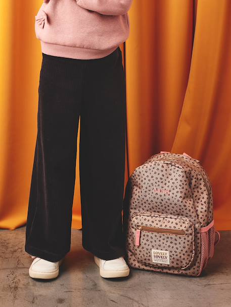 Pantalon fille large en velours anthracite+bleu grisé+blush+écru+kaki+marron+prune+rose 1 - vertbaudet enfant 