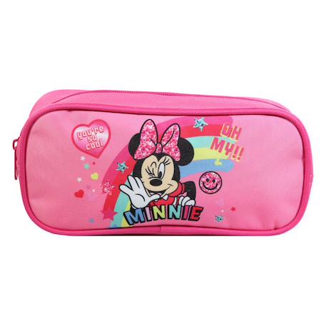 Trousse scolaire rectangulaire disney minnie  arc en ciel Rose 1 - vertbaudet enfant 
