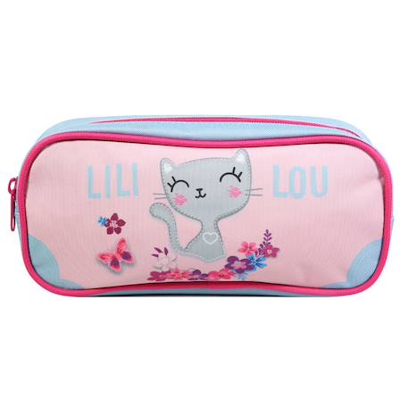 Trousse scolaire rectangulaire lili lou Rose 1 - vertbaudet enfant 
