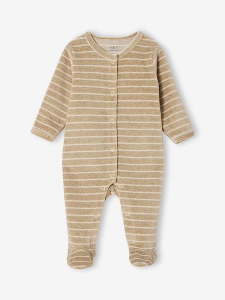 Lot de 2 pyjamas naissance garçon en velours personnalisable écru 3 - vertbaudet enfant 
