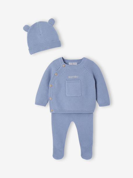 Ensemble naissance en tricot bleu glacier 11 - vertbaudet enfant 
