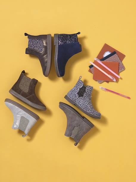 Boots enfant fille cuir détails festons lot beige+marine+marron+noir+taupe 27 - vertbaudet enfant 