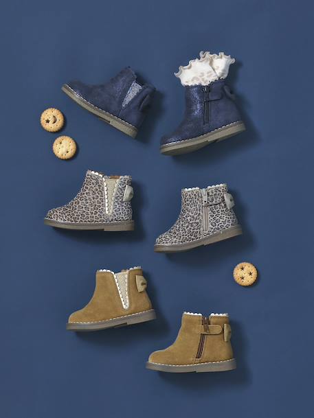 Boots bébé fille cuir zippées beige imprimé+bordeaux+CAMEL+marine+noir 20 - vertbaudet enfant 