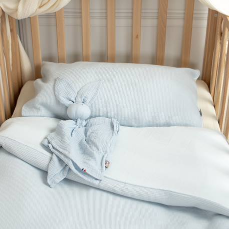 Parure de lit réversible gaze de coton & nid d'abeille Beige+Bleu+Écru+Rose 8 - vertbaudet enfant 
