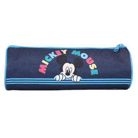 Trousse scolaire ronde mickey  rayures Bleu 1 - vertbaudet enfant 