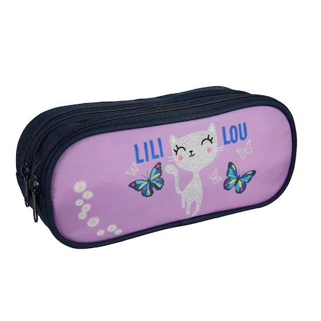 Trousse scolaire rectangulaire lili lou Violet 2 - vertbaudet enfant 