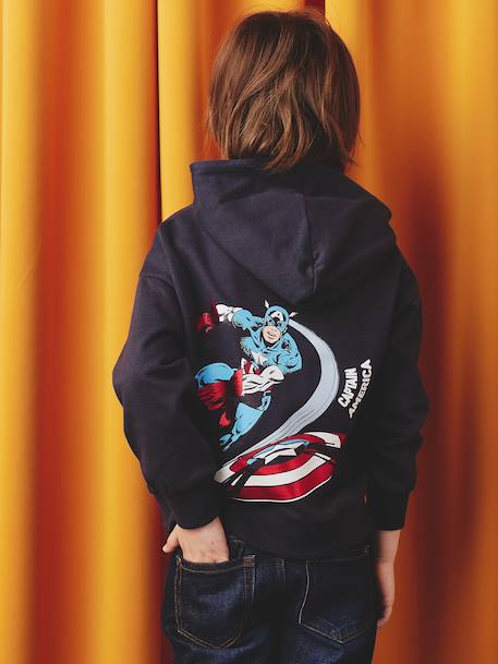 Sweat-shirt Marvel Avengers Captain America à capuche marine 1 - vertbaudet enfant 