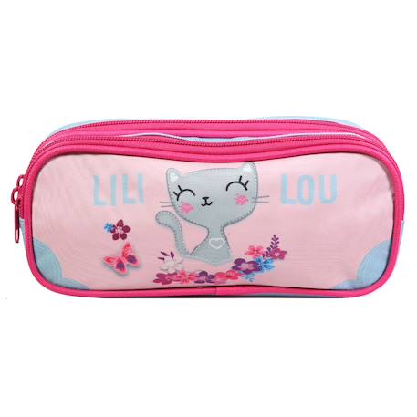 Trousse scolaire rectangulaire lili lou Rose 1 - vertbaudet enfant 
