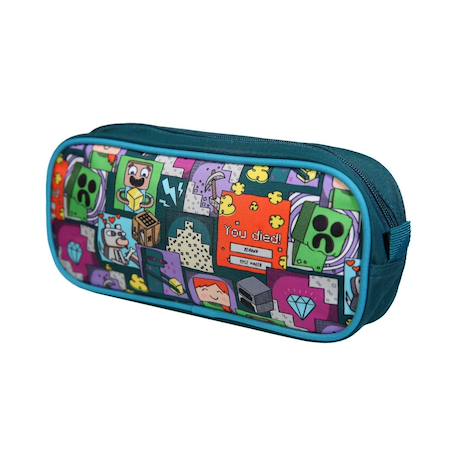 Trousse scolaire rectangulaire minecraft jeu vidéo verte Vert 2 - vertbaudet enfant 