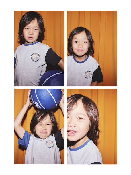 T-shirt manches courtes contrastées garçon gris chiné 1 - vertbaudet enfant 