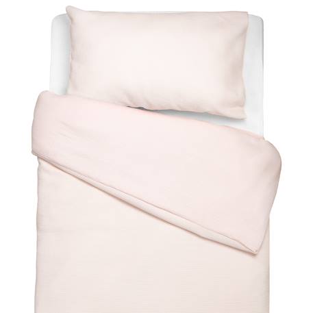 Parure de lit réversible gaze de coton & nid d'abeille Beige+Bleu+Écru+Rose 12 - vertbaudet enfant 