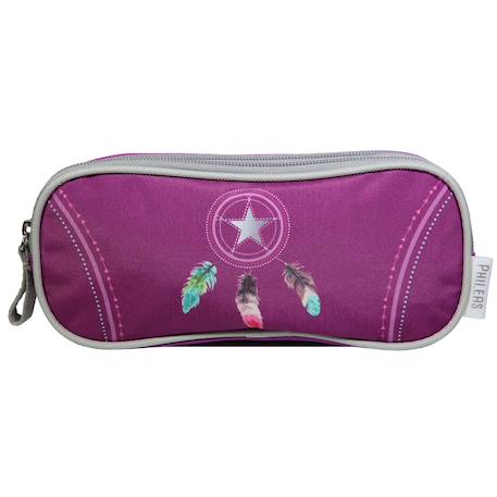 Trousse scolaire rectangulaire phileas attrape rêve plumes Violet 1 - vertbaudet enfant 