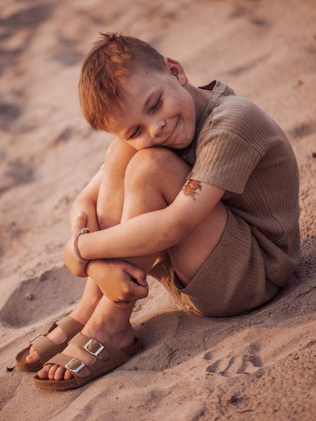 Sandales sunny enfant en cuir vegan Beige+Brun+Violet 4 - vertbaudet enfant 