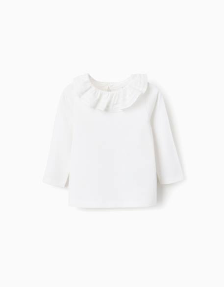 T-shirt à manches longues avec col volant Blanc 1 - vertbaudet enfant 