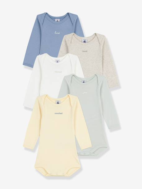 Lot de 5 bodies semainier manches longues multicolore 1 - vertbaudet enfant 