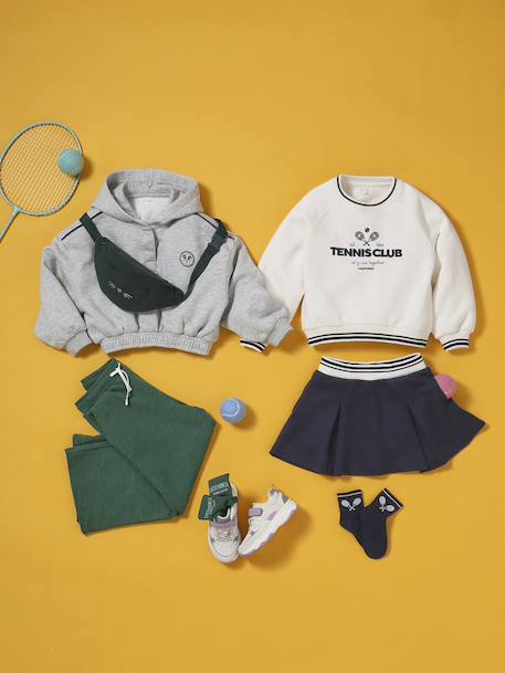 Sweat court à capuche sport fille gris chiné 4 - vertbaudet enfant 