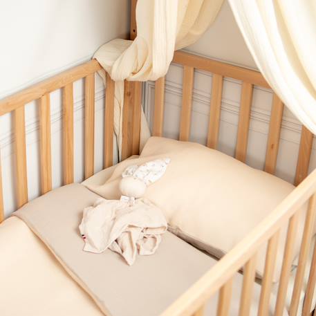 Parure de lit réversible gaze de coton & nid d'abeille Beige+Bleu+Écru+Rose 2 - vertbaudet enfant 
