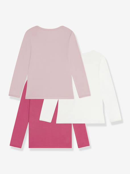 Lot 3 tee-shirts fille en coton manches longues rose 2 - vertbaudet enfant 