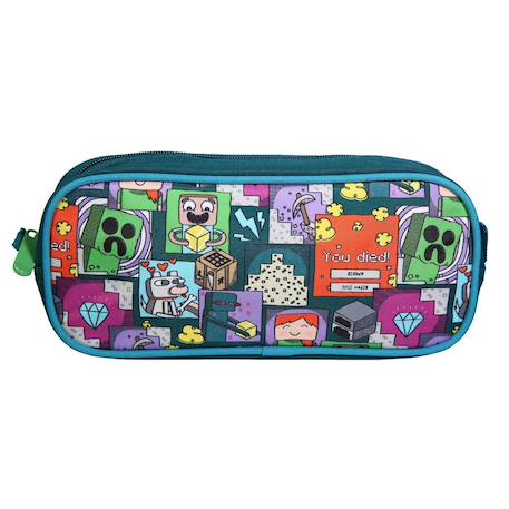 Garçon-Trousse scolaire rectangulaire minecraft jeu vidéo verte