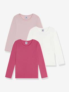 -Lot 3 tee-shirts fille en coton manches longues