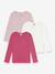 Lot 3 tee-shirts fille en coton manches longues rose 1 - vertbaudet enfant 