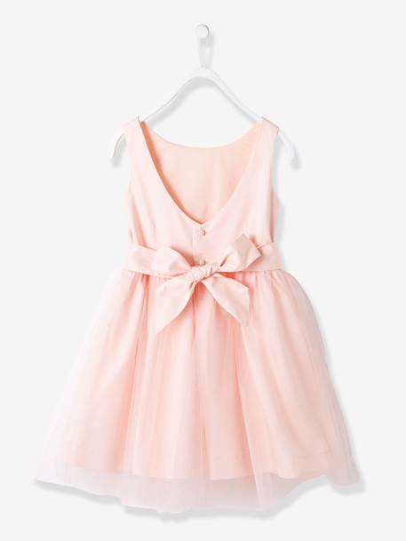Robe cérémonie fille satin et tulle blanc+Rose poudré 10 - vertbaudet enfant 